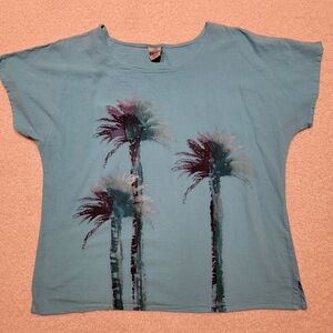 CottonSeed Wear Blue Palm Tree Print Top/Size Medium